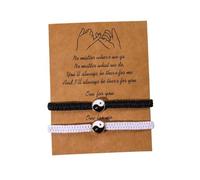 A-yeite Lot de 2 bracelets tressés faits à la main Yin Yang Tai Chi avec breloques porte-bonheur Feng Shui pour femmes, hommes, couples, amitié, bijoux cadeaux, Adjustable, Nylon, Pas de gemme