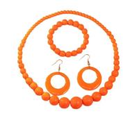 A-yeite Parure de bijoux pour femme avec collier, boucles d'oreilles, bracelet et boucles d'oreilles en acrylique fluo - Accessoires de fête des années 80 - Orange, One Size, Acrylique, Pas de gemme