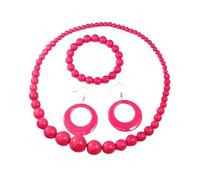 A-yeite Parure de bijoux pour femme avec collier, boucles d'oreilles, bracelet et boucles d'oreilles en acrylique fluo - Accessoires de fête des années 80 - Orange, One Size, Acrylique, Pas de gemme