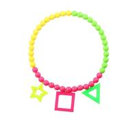 A-yeite Tenues des années 80 - Accessoires de costume pour femme - Couleurs fluo - Perles en acrylique - Étoile, triangle - Colliers carrés pour fête lumineuse - Bijoux des années 80 et 90, Acrylique
