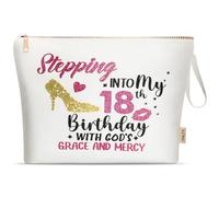 A-Z BAG Trousse de Maquillage pour 16e Anniversaire pour Fille pour Les Meilleures amies, sœurs, étudiantes, Trousse de Toilette (18 Ans)