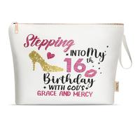 A-Z BAG Trousse de Maquillage pour 16e Anniversaire pour Fille pour Les Meilleures amies, sœurs, étudiantes, Trousse de Toilette (16 Ans)