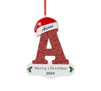 A-Z Lettres Boule de Noel Personnalisable Prenom 2024 Decoration Noel Sapin 4D Résine Personnalisée Famille Nom Personnalisé Idée Cadeau Noel
