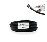 A03VV-F 4x0.50mm² 25m Black PVC Round Hose Cable4 Core Copper Flexible CableBlue,Red,Green & BlackLow Voltage 300VLighting,Electronics,Installations