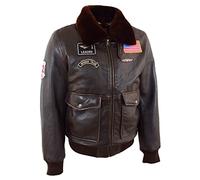 A1 FASHION GOODS Blouson d'aviateur en cuir véritable pour homme style G-1 Marron, marron, L