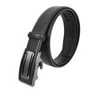 A1 FASHION GOODS Ceinture à cliquet automatique en cuir véritable pour homme avec boucle coulissante Style décontracté A02, Noir , Length 112 cm, 38"-40" Waist Adjustable