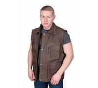 A1 FASHION GOODS Countrymen Gilet de chasse en cuir marron avec poches multiples pour la randonnée, la marche, les chasseurs - Marron - XXX-Large