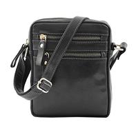 A1 FASHION GOODS Cuir Noir Unisexe Croix Corps Sac de Vol Poches Zippées Multiples Petite pochette Sunny