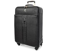 A1 FASHION GOODS Eclipse Lot de 3 valises en cuir synthétique avec roulettes pivotantes légères et stabilisateurs Noir, Noir , M, Valise