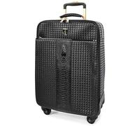 A1 FASHION GOODS Eclipse Lot de 3 valises en cuir synthétique avec roulettes pivotantes légères et stabilisateurs Noir, Noir , S, Valise