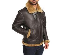 A1 FASHION GOODS Hommes Classique Réel Peau De Mouton FLYING Manteau En Cuir Blouson Aviateur BOMBER B-3 Marron Shearling Au Gingembre - MAURICE (XXL - EU 54)