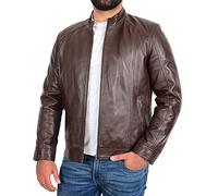 A1 FASHION GOODS Hommes Cuir Marron Doux Veste Décontractée Fermeture éclair Manteau Nobel (56)
