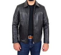 A1 FASHION GOODS James Veste en cuir véritable avec fermeture éclair pour homme Coupe décontractée classique, Noir , XXL