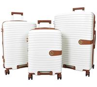 A1 FASHION GOODS Jetpack Valise rigide à 4 roues extensible et légère avec serrure à chiffres Marron, blanc, Full Set of 3 S+M+L, Valise