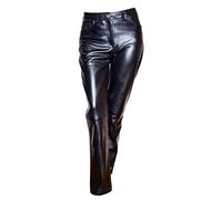 A1 FASHION GOODS Lyla Pantalon en cuir souple véritable pour femme Coupe ajustée Style décontracté, Noir , 36