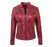 A1 FASHION GOODS Sale Rouge Cuir Veste de Motard Pour Femmes Branché Dernier Style le Plus Populaire Jenny (XL - EU 42)