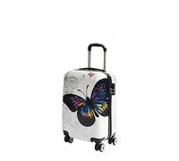 A1 FASHION GOODS Valise à 4 roues en polycarbonate rigide extensible léger avec imprimé papillon, Multicolore, Small Cabin Size 20", Bagage rigide extensible sur roulettes