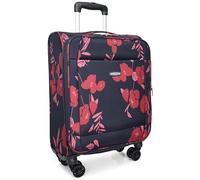 A1 FASHION GOODS Valise légère et extensible à 4 roues avec coque souple et extensible Motif floral Bleu marine, bleu marine, CABIN - H: 55 x L: 37 x W: 24 cm, 2.4kg, Valise