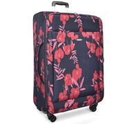 A1 FASHION GOODS Valise légère et extensible à 4 roues avec coque souple et extensible Motif floral Bleu marine, bleu marine, LARGE - H: 80 x L: 50 x W: 30 cm, 4kg, Valise