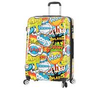 A1 FASHION GOODS Valise rigide à roulettes pivotantes avec serrure TSA 4 roues extensible Onomatopée sons de bande dessinée, Multicolore, Large 28", Bagage rigide extensible avec roulettes pivotantes