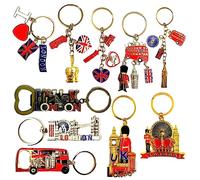 A1 Gifts Lot de 10 porte-clés souvenir de Londres - Porte-clés à collectionner en métal avec décapsuleur UJ UK, Multicolore, Mix sizes