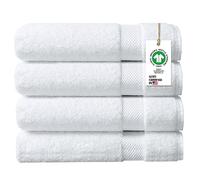 A1 HOME COLLECTIONS Lot de 4 Serviettes de Bain 100% Coton Bio 700 g/m² - Toucher Plume - Séchage Rapide - Certifié GOTS, certifié Oeko-Tex Vert, 91,4 x 177,8 cm