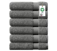 A1 HOME COLLECTIONS Lot de 6 essuie-Mains en Coton Bio à séchage Rapide, 700 g/m², Gris Peau de Requin, 50,8 x 76,2 cm