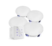 Power Dynamics A100WSet Lot de 4 haut-parleurs de plafond avec amplificateur mural - Blanc, avec câbles de connexions Blanc G