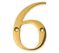 A10SHOP Clio Numéros de boîte aux lettres polis laqués en laiton massif de 7,6 cm, numéros de maison extérieurs, pour numéros de maison (numéro 6 ou 9, laiton poli) Laiton poli 7,6 cm