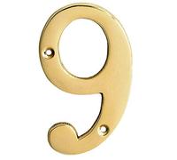 A10SHOP Motif 4 pouces en laiton massif laqué poli numéros de boîte aux lettres numéros de maison modernes numéros de maison extérieurs signe d'adresse pour porte (numéro 9) en laiton poli 4 pouces