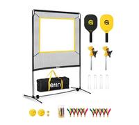 A11N SPORTS Jeu de pagaie avec filet pour intérieur et extérieur, kit de sports d'extérieur tout-en-un avec raquettes, balles et volants pour la plage, le jardin et la pelouse