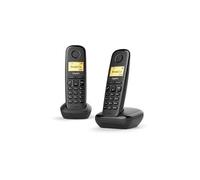 Gigaset Téléphone sans fil DECT A170 Duo - 2 combinés, écran rétroéclairé, ID appelant, noir