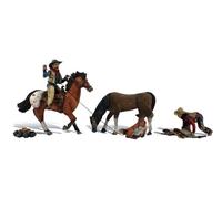 A1940 2 cowboys attrapent une vache au lasso Woodland Scenics HO 1/87eme