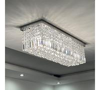 A1A9 Moderne Cristal Lumières De Rectangle Goutte De Pluie Élégant Plafonnier Chrome Encastré Led Pendentif Luminaire pour Salon, Salle À Manger, Escalier, Bar, Club