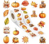 A1diee Lot de 1 000 autocollants en forme de citrouille, chiens, chats, feuilles d'érable, pour récompense, scrapbooking, ordinateurs portables, fêtes, fenêtres, décoration de bouteille d'eau, 2