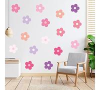 A1diee Y2K Lot de 16 autocollants muraux en vinyle pour adolescentes, dortoir, chambre à coucher, salon Motif fleurs roses et violettes