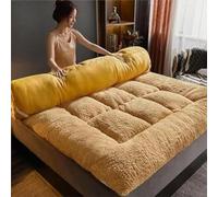 A1VETY Matelas futon japonais en polaire - Tapis tatami doux, pliable et portable - Pour chaise longue, lit d'invité, canapé de camping (camel, 120 x 200 cm)