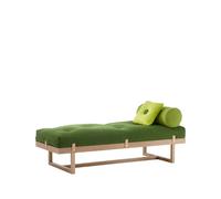 A2 Lit banquette Stay tissu vert. cadre en chêne huilé blanc