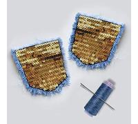 A2 Lot de 2 patchs à coudre avec paillettes dorées à coudre sur la poche de jeans, patch pour jeans ou vestes en jean