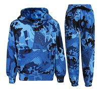 A2Z 4 Enfants Filles Garçons Unisexe Uni Survêtement À capuche Sweat Sweat - T.S Plain 105 Camo Blue 7-8