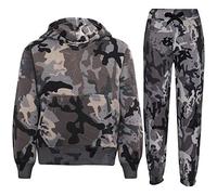 A2Z 4 Enfants Filles Garçons Unisexe Uni Survêtement À capuche Sweat Sweat - T.S Plain 105 Camo Charcoal 13