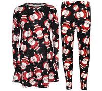 A2Z 4 Enfants Filles Père Noël Pingouin Imprimé Robe Et Ensemble Legging 7-13 An