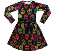 A2Z 4 Enfants Filles Robes De Fête Halloween Imprimé Crânes Multicolores