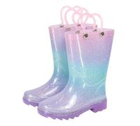 A2Z 4 Kids Bottes De Pluie En Caoutchouc Pour Filles Motif Arc En Ciel Pailleté - Wellies 1415 Gradient 13 UK Child