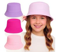 A2Z 4 Kids Chapeau bob pour filles et garçons 100 % coton pliable avec protection UV à large bord pour l'extérieur, les voyages et les jeux, Set 1, 3-6 ans
