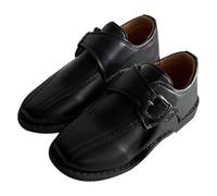 A2Z 4 Kids Chaussures d'école noires en polyuréthane avec fermeture facile au toucher, sangle à boucle confortable, semelle antidérapante en TPR rembourrée, pour uniforme scolaire, pointure 38 à 38