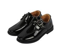 A2Z 4 Kids Chaussures d'école noires en polyuréthane verni avec sangle de fermeture tactile pour garçon, noir verni, 36 EU