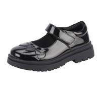 A2Z 4 Kids Chaussures d'école noires vernies pour filles avec motif cœur, sangle réglable, semelle intérieure rembourrée, semelle antidérapante confortable, durable, chaussures habillées intelligentes
