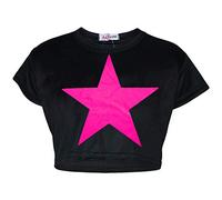 A2Z 4 Kids Enfants Filles Crop Top Designer Noir Star Imprimer - Crop Top Star Black._13