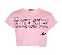 A2Z 4 Kids Enfants Filles Crop Top Rosé Bébé Designer - Crop Top Selfie Splash Baby Pink._9-10